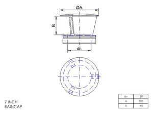 7” Insulated Twin Wall - Rain Caps - Stainless Steel