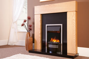 Celsi - Accent Fires - 16" Infusion Black Inset Electric Fire in a wooden fireplace suite