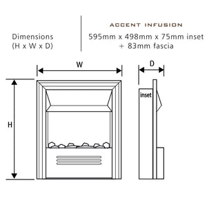 Celsi - Accent Fires - 16" Infusion Chrome Inset Electric Fire dimensions
