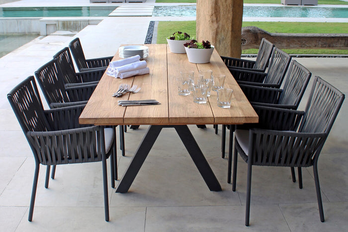 Skyline Design - Bowline - 8 Seat Outdoor Dining Set with Alaska Carbon Rectangle Dining Table