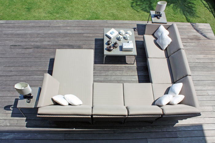 Skyline Design - Brafta - Silver Walnut 6 Seat Outdoor Corner Lounge Set with Coffee and Side Tables