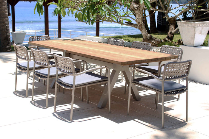 Skyline Design - Catania - Silver Walnut 8 Seat Outdoor Dining Set with Silver Walnut Alaska Teak Dining Table