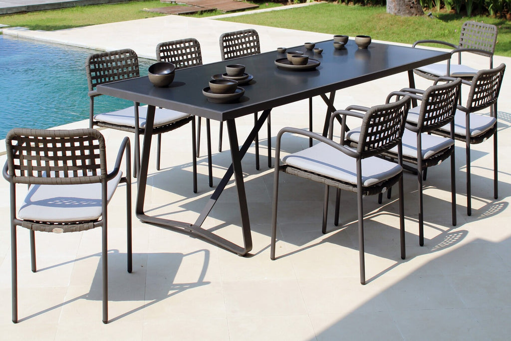 Skyline Design - Catania - Carbon 8 Seat Outdoor Dining Set with Carbon Horizon Rectangle Dining Table
