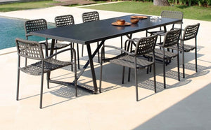 Skyline Design - Catania - Carbon 8 Seat Outdoor Dining Set with Carbon Horizon Rectangle Dining Table