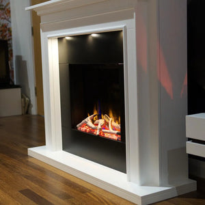 Celsi - Ultiflame VR Canelo S-600 Illumia - Smooth White Freestanding Suite side view inside a suite