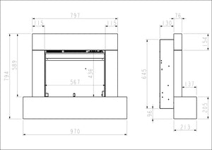 Celsi - Firebeam Suites - XL S-600 Illumia Smooth White Wall Suites measurements