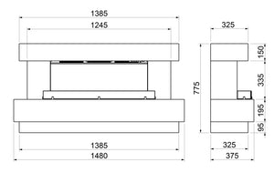 Celsi - Skyfall Suites - Illumia 800 Smooth White & Mist Freestanding Suites measurements