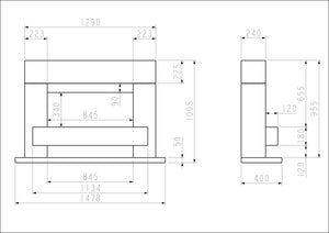 Celsi - Luminaire Suites - Illumia 800 Smooth White Freestanding Suites measurements