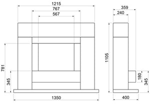 Celsi - Luminaire Suites - S-600 Illumia Smooth White Freestanding Suites measurement