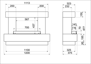 Celsi - Skyfall Suites - S-600 Illumia Smooth White Freestanding Suites measurements