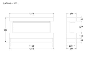 Celsi - Electriflame VR Casino S-1000 Freestanding Suite measurements