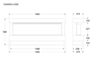 Celsi - Electriflame VR Casino S-1250 Freestanding Suite measurements