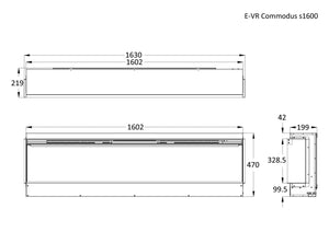 Celsi - Electriflame Fires - VR Commodus S-1600 Engine Only 3-Sided Electric Fire measurements