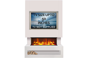 Celsi - E-VR S1000 Media Wall Suite - White with Acoustic Oak Back Panel
