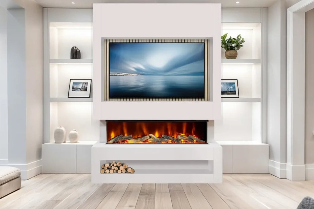 Celsi - E-VR S1250 Media Wall Suite - White with Acoustic Oak Back Panel