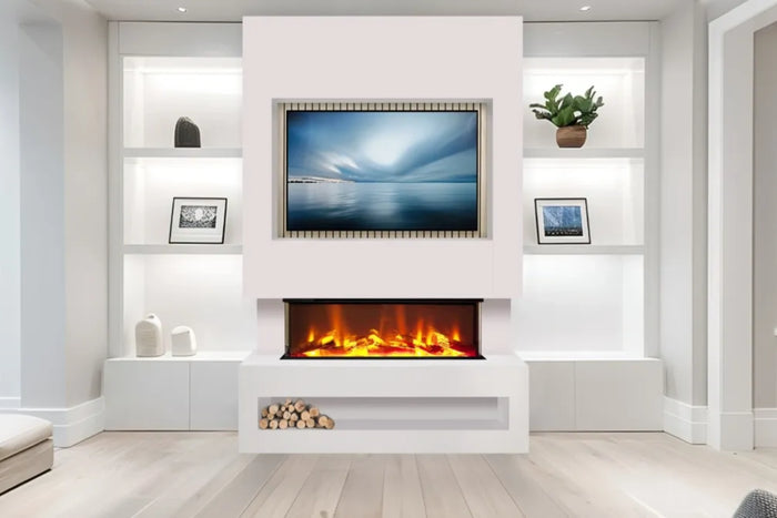 Celsi - E-VR S1000 Media Wall Suite - White with Acoustic Oak Back Panel