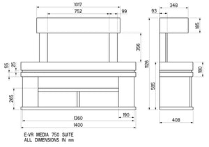 Celsi - Electriflame VR Media 750 Freestanding Suite measurements