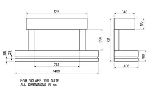 Celsi - Electriflame VR Volare 750 Wall Suite measurements