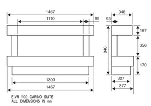 Celsi - Electriflame VR Carino 1100 Freestanding Suite measurements