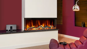 Celsi - Electriflame Fires - VR Commodus S-1000 Engine Only 3-Sided Electric Fire in maroon walled living room
