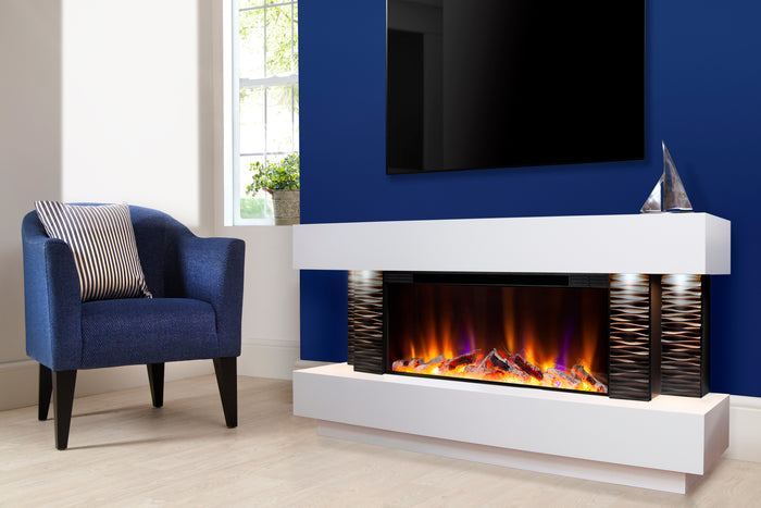 Celsi - Electriflame VR Toronto 1000 Illumia - Textured Black and White Freestanding Suite