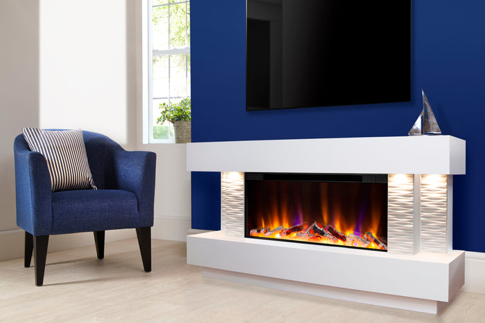 Celsi - Electriflame VR Toronto 1000 Illumia - Textured White Freestanding Suite