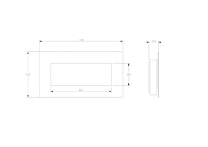 Celsi - Electriflame Fires -  XD 1100 Black Glass Wall Mounted Electric Fire measurements
