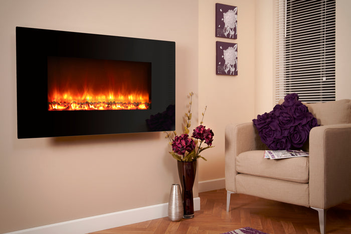 Celsi - Electriflame Fires -  XD 1300 Black Glass Wall Mounted Electric Fire