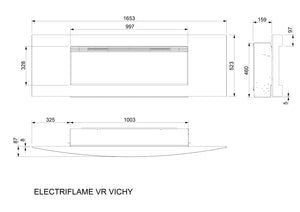 Celsi - Electriflame Fires - VR Vichy 40" Champagne Wall Inset Electric Fire measurements