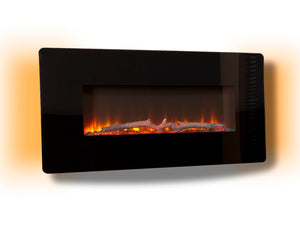 Celsi - Flamonik Fires - Enchant Wall Mounted Electric Fire with yellow LED light on white background