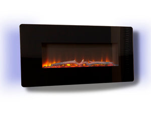 Celsi - Flamonik Fires - Enchant Wall Mounted Electric Fire with blue LED light on white background