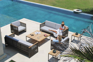 Skyline Design - Horizon - 6 Seat Outdoor Lounge Set With Teak Nautic Coffee and Side Tables