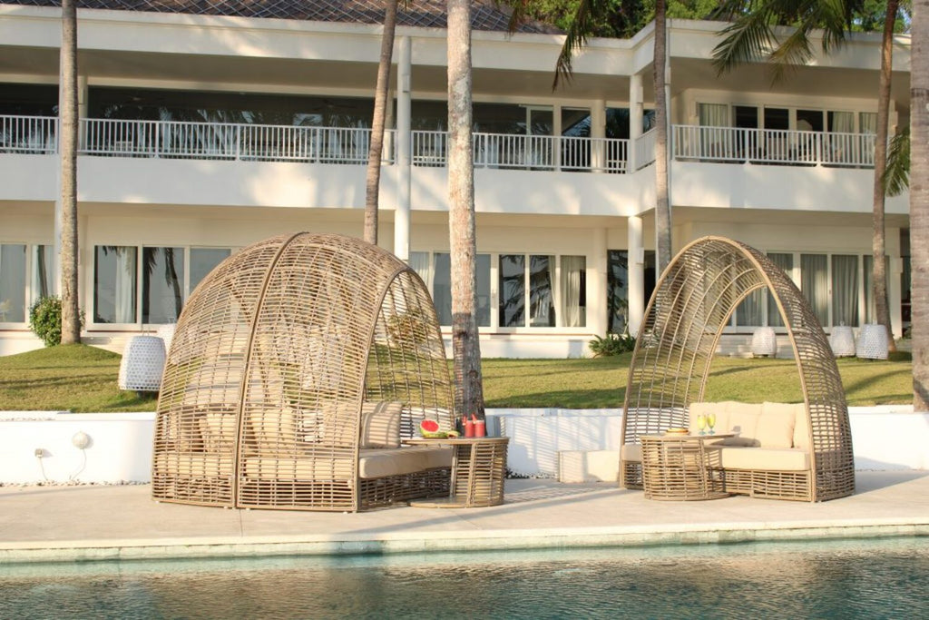Skyline Design - Surabaya - 6 Seat Kubu Mushroom Daybed Set with Side Tables