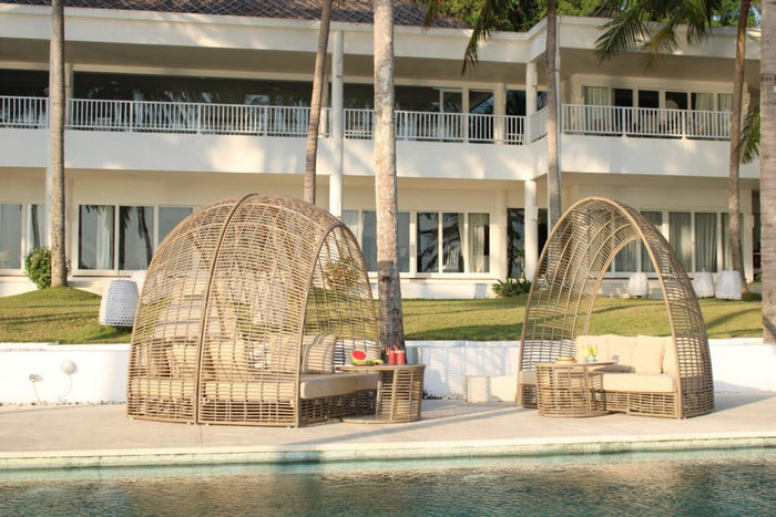 Skyline Design - Surabaya - 6 Seat Kubu Mushroom Daybed Set with Side Tables