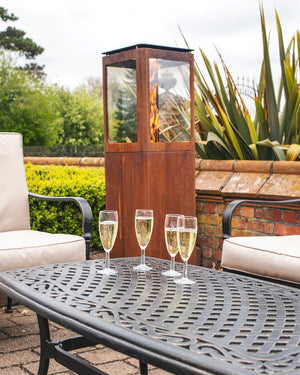 Primato - Qube - Pellet Patio Heater - Corten Steel