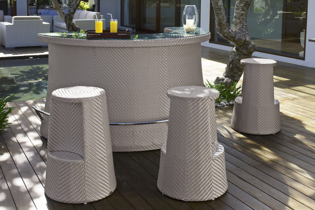 Skyline Design - Laurel - Silver Walnut 3 Seat Outdoor Bar Set with Curved Bar Counter
