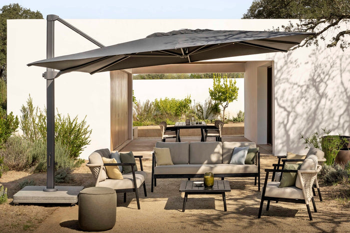 Skyline Design - Nero - 7 Seat Outdoor Lounge Set with Coffee Table and Bay Pouf Stool