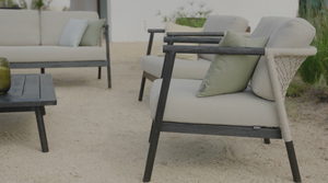 Skyline Design - Nero - 7 Seat Outdoor Lounge Set with Coffee Table and Bay Pouf Stool