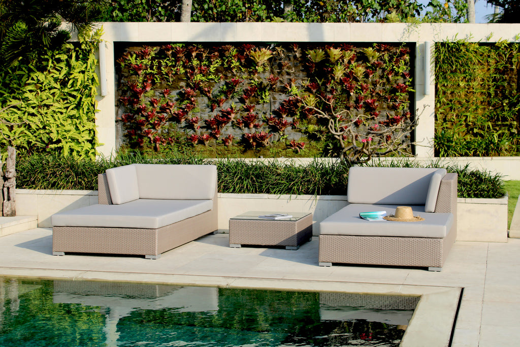 Skyline Design - Pacific -  2 Seat Outdoor Chaise Lounge Set with Side Table