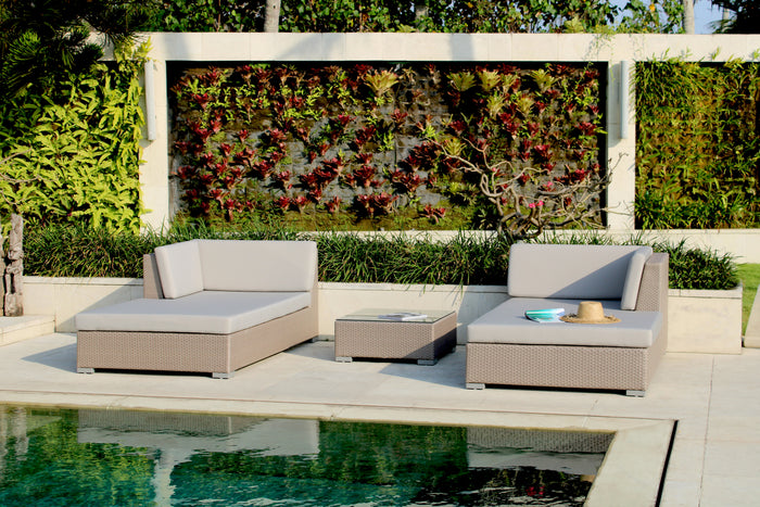 Skyline Design - Pacific -  2 Seat Outdoor Chaise Lounge Set with Side Table