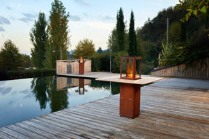 Primato - Qube - Pellet Patio Heater - Corten Steel