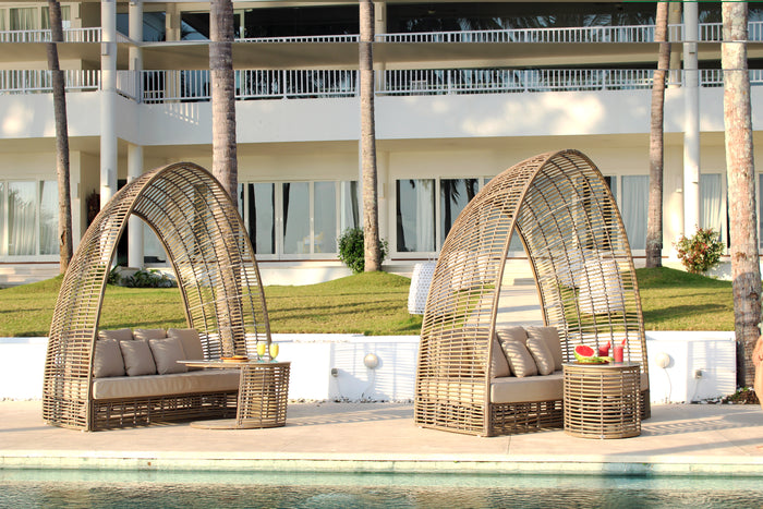 Skyline Design - Surabaya - 4 Seat Kubu Mushroom Daybed Set with Side Tables