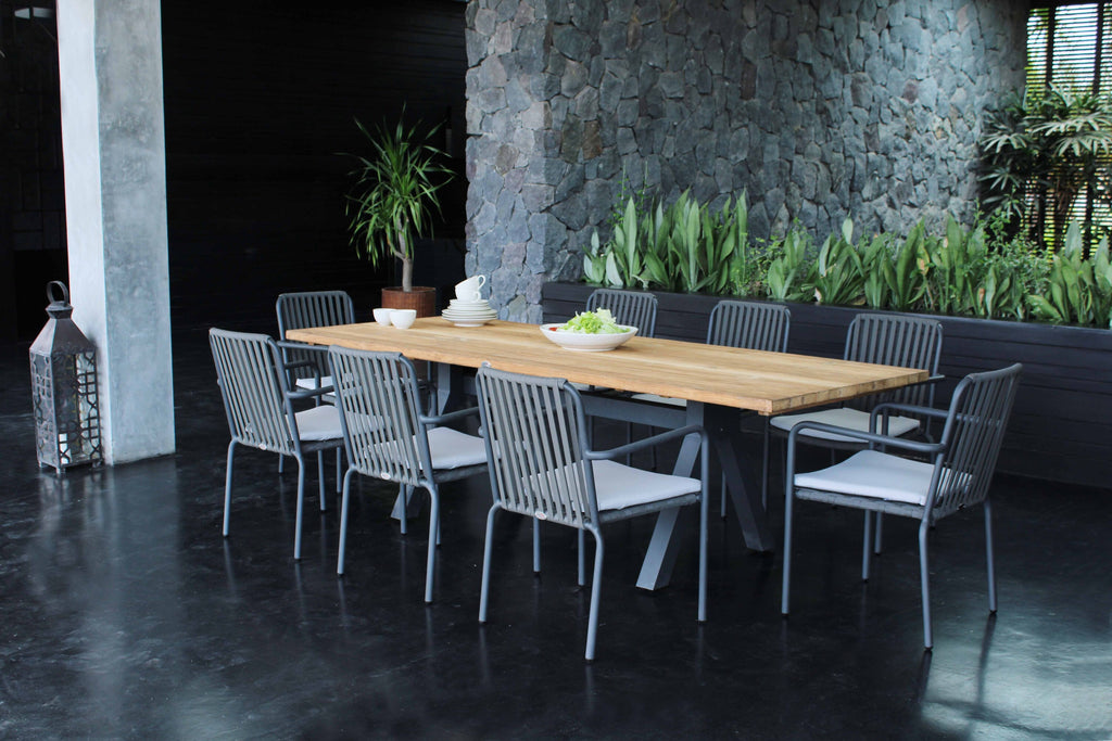 Skyline Design - Trinity - Carbon 8 Seat Outdoor Dining Set with Teak Alaska Table
