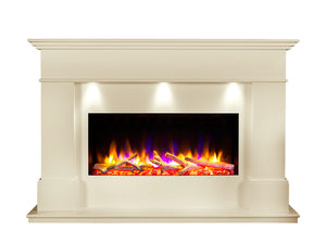 Celsi - Ultiflame VR Adour Elite Illumia 33" - Smooth Cream Freestanding Suite on white background