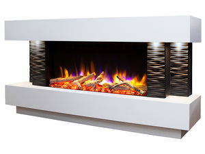 Celsi - Ultiflame VR Toronto 800 Illumia- Textured Black and White Freestanding Suite on white background