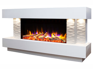 Celsi - Ultiflame VR Toronto 800 Illumia - Textured White Freestanding Suite on white background