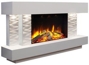 Celsi - Ultiflame VR Toronto S-600 Illumia - Textured White Freestanding Suite on white background