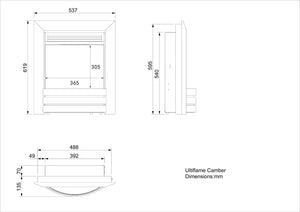 Celsi - Ultiflame Fires - VR Camber Champagne Hearth Mounted Electric Fire measurements