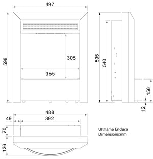 Celsi - Ultiflame Fires - VR Endura Silver Hearth Mounted Electric Fire measurements