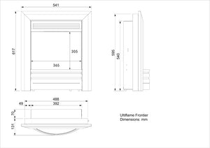 Celsi - Ultiflame Fires - VR Frontier Silver Hearth Mounted Electric Fire measurements